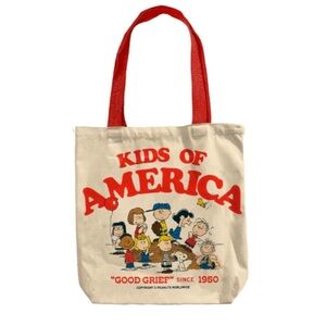 Retro Peanuts Kids of America Tote Bag - Red and Cream